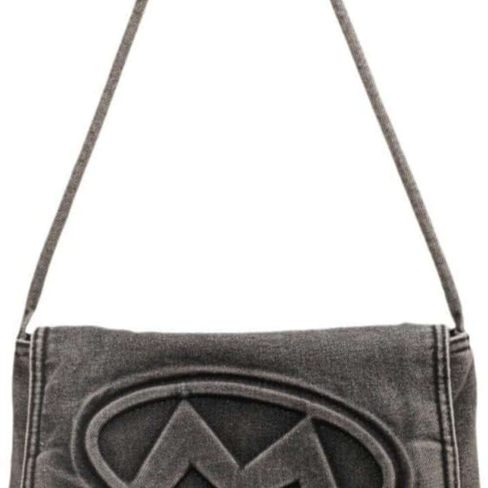 Denim Shoulder Bag Women Casual Tote Handbag Soft Blue Jean Bag Black